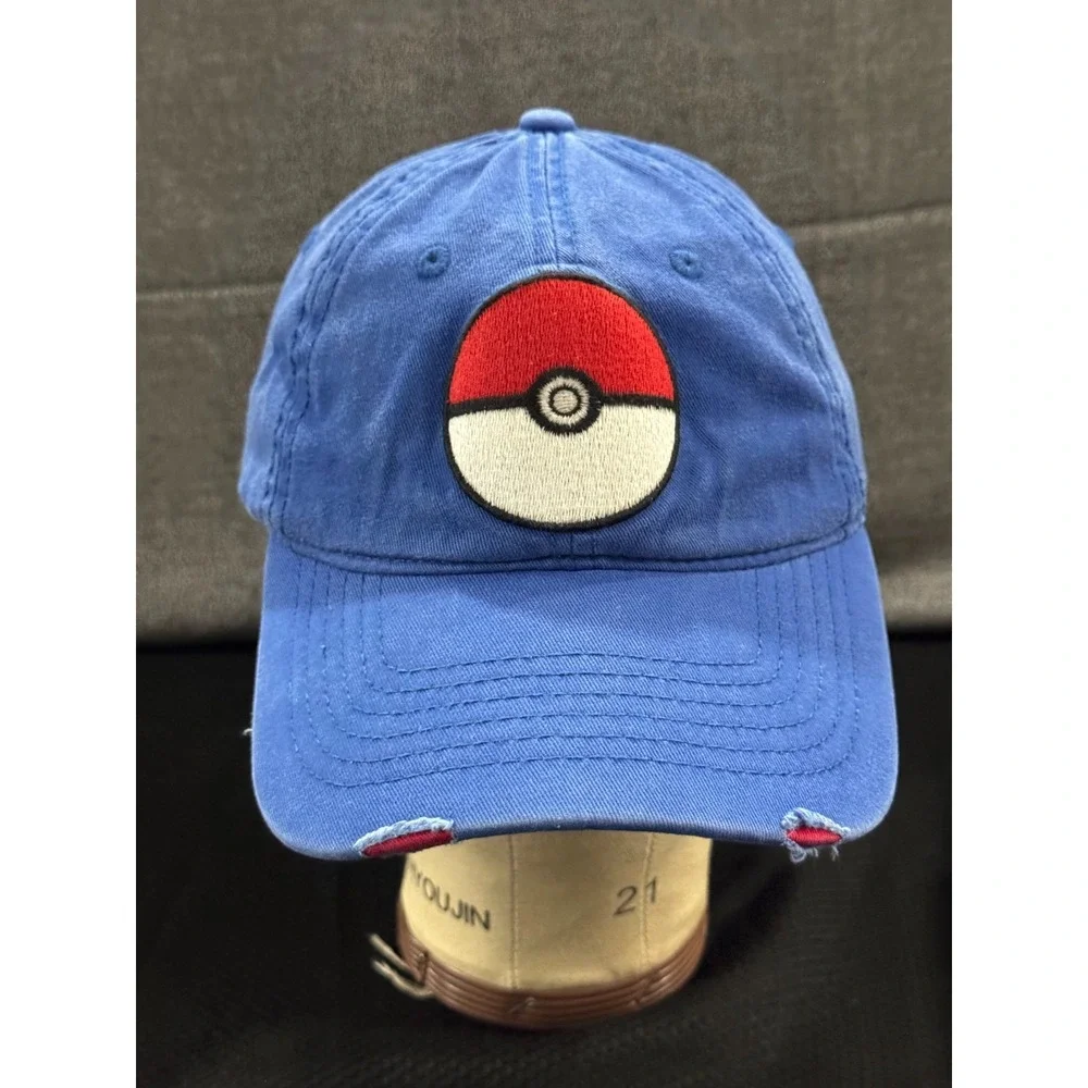 Bioworld Pokémon Baseball Cap Boy One Size Blue Pokeball logo Adjustable Dad Hat